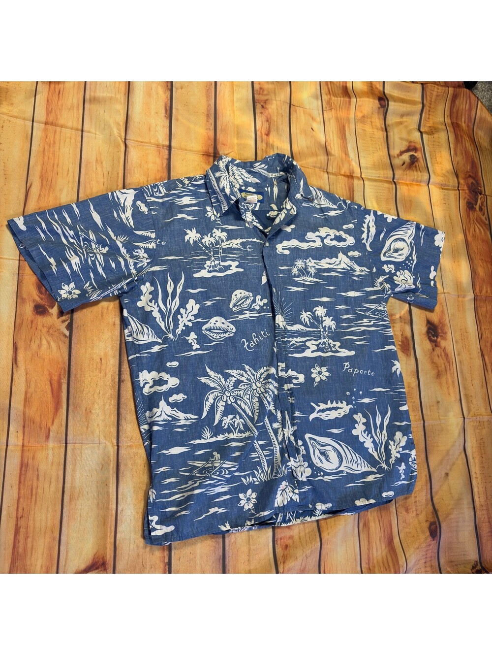 Reyn Spooner blue Hawaiian print short sleeve shirt